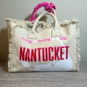 Hipchik Couture Nantucket Fringe Canvas Tote Purse Bag